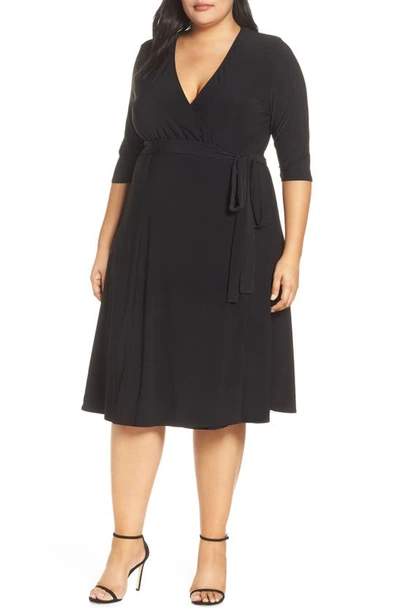 Kiyonna Essential Wrap Dress In Black Noir