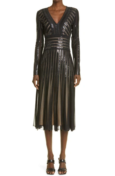 St John Sequin-embellished Knit Midi Dress In Black | ModeSens