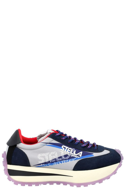 Stella Mccartney Logo-print Low-top Sneakers In Blue,grey,purple