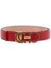 Ferragamo Strass Gancini-buckle Leather Belt In Lipstick