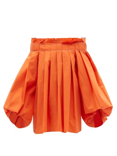 Roksanda Vivetta Off-the-shoulder Pleated Cotton-poplin Top In Orange