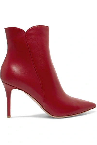 Gianvito Rossi Nappa Leather Levy Ankle Boots In Red