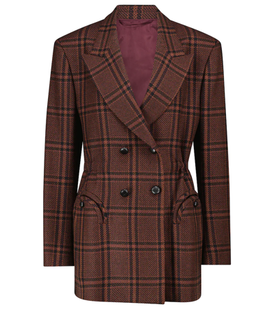 Blazé Milano Lahloo Anyway Double-breasted Checked Wool Blazer In Brown