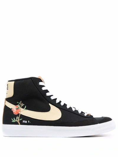 Nike Blazer Mid 77 High-top Sneakers In Black/solar Flare