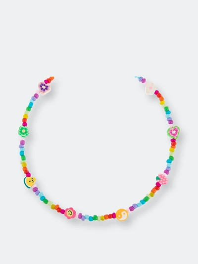 Adinas Jewels Neon Multicolor Charm & Bead Collar Necklace In Gold Tone, 16-18 In Blue