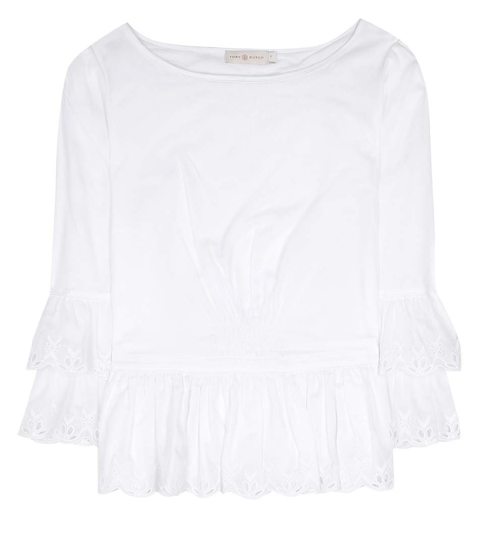 Tory Burch Scalloped Trim Blouse In White | ModeSens