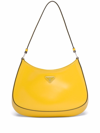 Prada Cleo Brushed Leather Shoulder Bag In Yellow