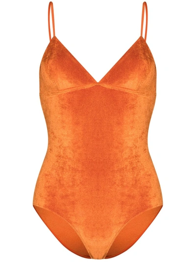 Baserange Mississippi Velvet Bodysuit In Orange