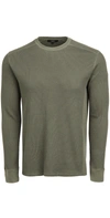 Vince Pima Cotton Blend Thermal Waffle Knit Tee In Frog