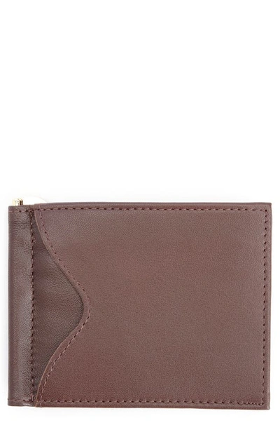 Royce Rfid Leather Money Clip Card Case In Brown