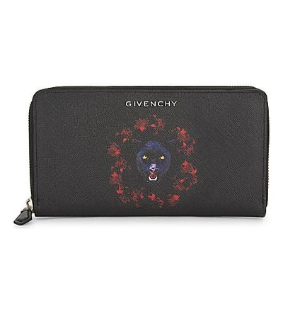 Givenchy Jaguar Textured Leather Travel Wallet In Black