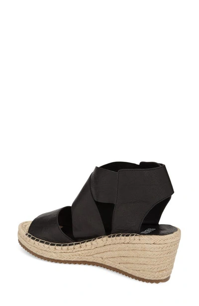 Eileen Fisher 'willow' Espadrille Wedge Sandal In Black/ Black Nubuck