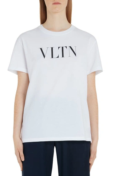 Valentino Vltn Logo Tee In White/ Black