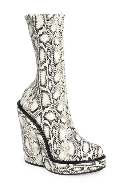 Givenchy Snake-print Wedge Platform Booties In Grey