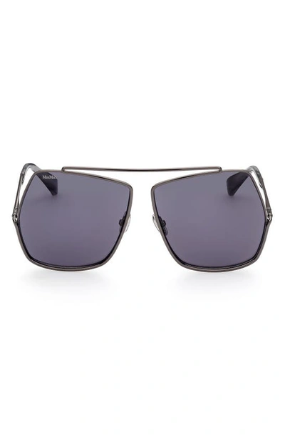 Max Mara 64mm Geometric Sunglasses In Gunmetal