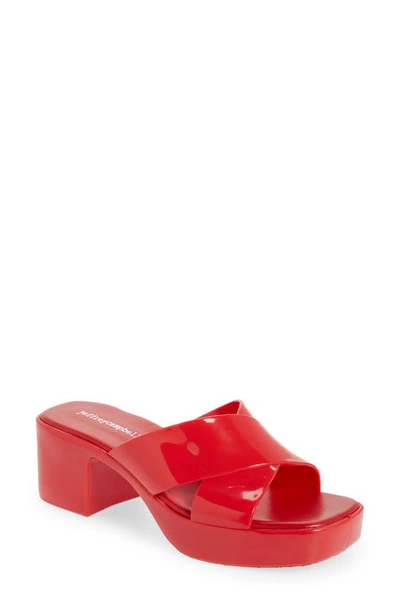 Jeffrey Campbell Women's Bubblegum Jelly Platform High Heel Slide Sandals In Red