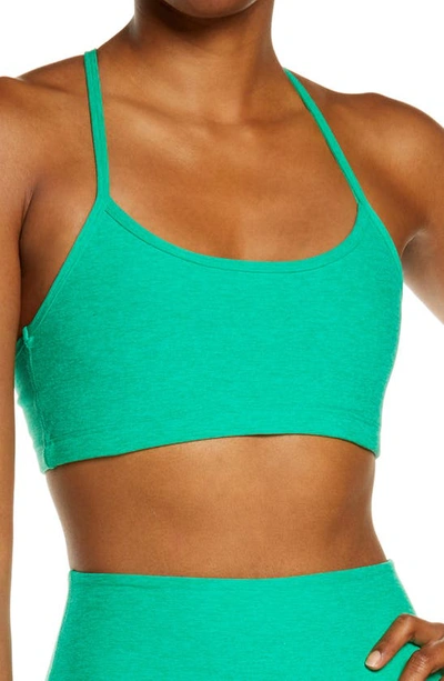 Beyond Yoga Space Dye Slim Racerback Sports Bra In Green Grass Heather