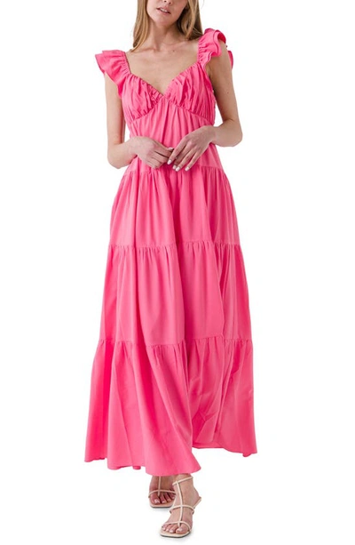 free the roses pink dress Free The Roses Ruffle Sleeve Maxi Dress In Pink