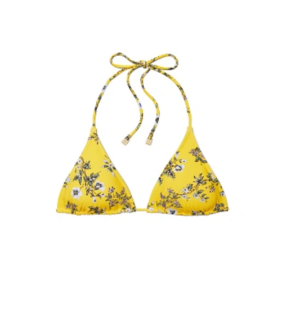 Tory Burch Floral Triangle Bikini Top In Yellow Multi