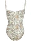 Tory Burch Floral Print Underwire One-piece Swimsuit In Indienne Canvas