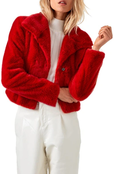 As By Df The Denise Faux-fur Chubby Jacket In Red