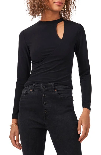 1.state Long Sleeve Asymmetrical Keyhole Top In Rich Black