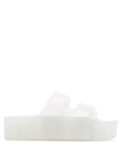 Balenciaga Women's Chunky Logo-embossed Rubber Slide Sandals In Weiss