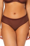 Curvy Couture Sheer Mesh High Cut Briefs In Chocolate