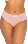 Curvy Couture Sheer Mesh High Cut Briefs In Blushing Rose