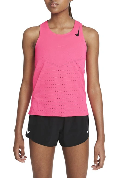 Nike Aeroswift Running Tank In Hyper Pink/ Black