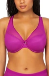 Curvy Couture Sheer Mesh T-shirt Bra In Cosmo Pink