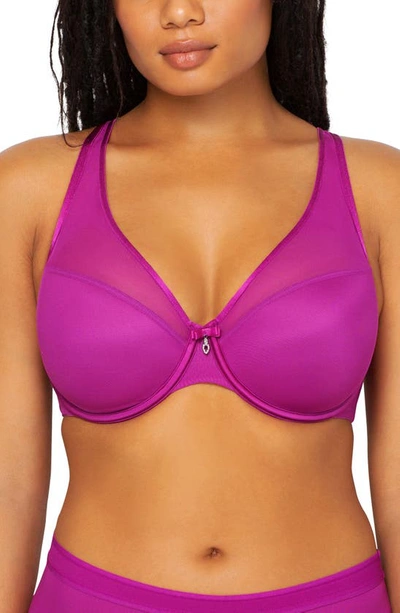 Curvy Couture Sheer Mesh T-shirt Bra In Cosmo Pink