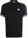 Moncler Regular Logo Patched Polo Shirt In Black