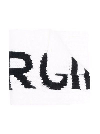 Mm6 Maison Margiela Logo Intarsia Knitted Scarf In 白色