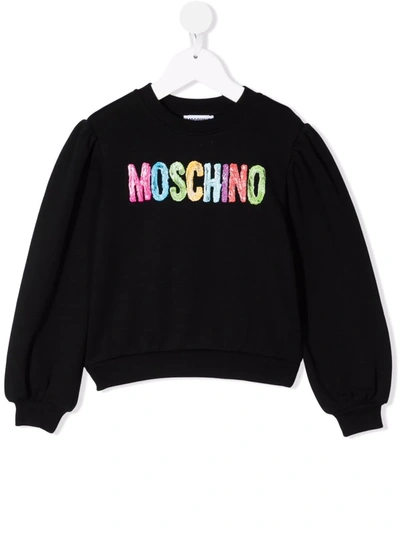Moschino Logo-print Cotton Sweatshirt In 黑色