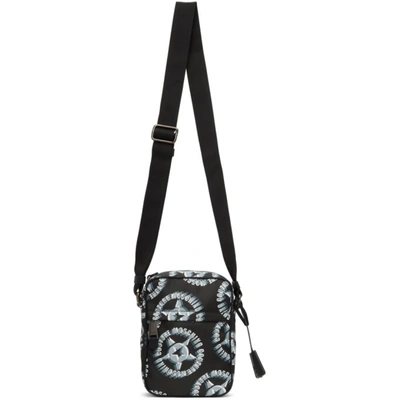 Moschino Black Nylon Logo Star Print Messenger Bag