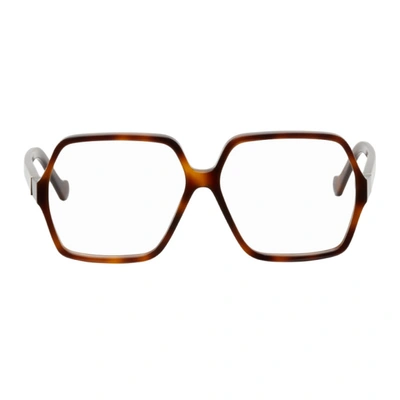 Loewe Tortoiseshell Thin Pentagon Glasses In 053 Shiny Classic Ha