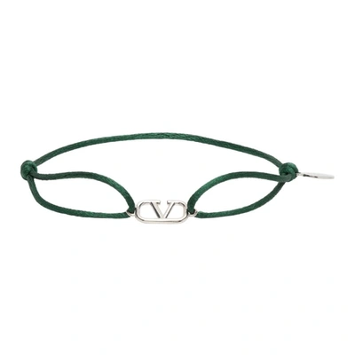 Valentino Garavani Green Cord Vlogo Bracelet In Js8 English Green