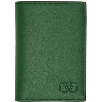 Valentino Garavani Green Vlogo Wallet In M52 Fern Green
