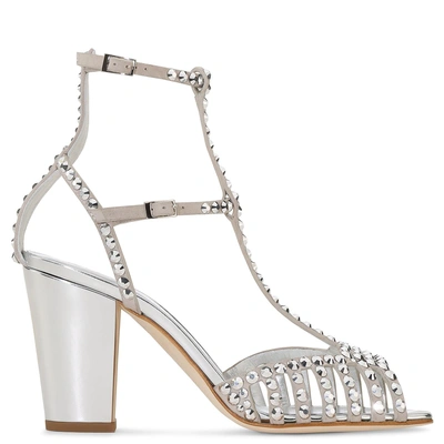 Giuseppe Zanotti - Silver Suede Sandal With Crystals Angie