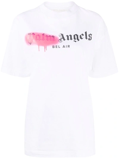 Palm Angels Bell Air Sprayed Cotton Jersey T-shirt In White