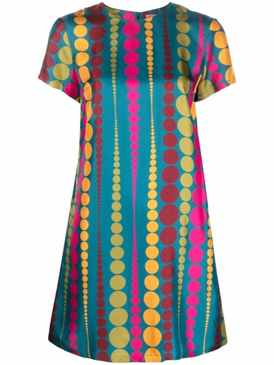 La Doublej Mini Swing Spot-print Dress In 蓝色