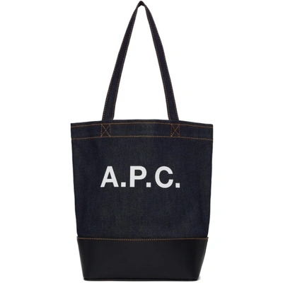 Apc Indigo & Navy Small Axelle Tote In Iak Dark Navy