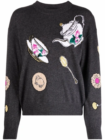 Boutique Moschino Sweater Moschino Boutique Virgin Wool Knit In Dark Grey