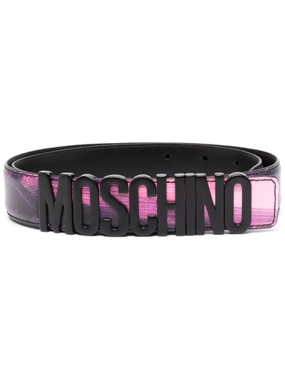 Moschino Logo-lettering Leather Belt In Orange
