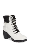Mia Annamaria Womens Faux Leather Zip Up Combat & Lace-up Boots In White