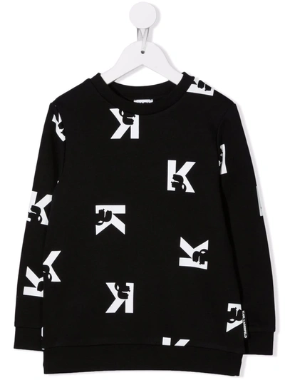 Karl Lagerfeld Teen Logo-print Cotton Sweatshirt In Black