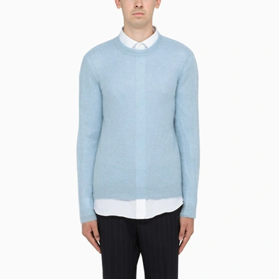 Prada Sky Blue Crew-neck Pullover In Light Blue