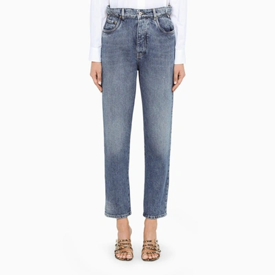 Miu Miu Blue Logoed Regular Jeans In Light Blue