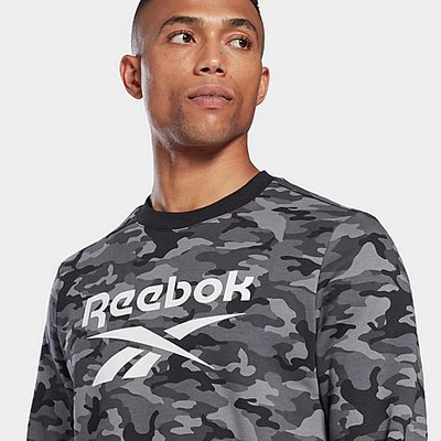 Reebok Men's Id Regular-fit Camo Logo-print Fleece Sweatshirt In Black